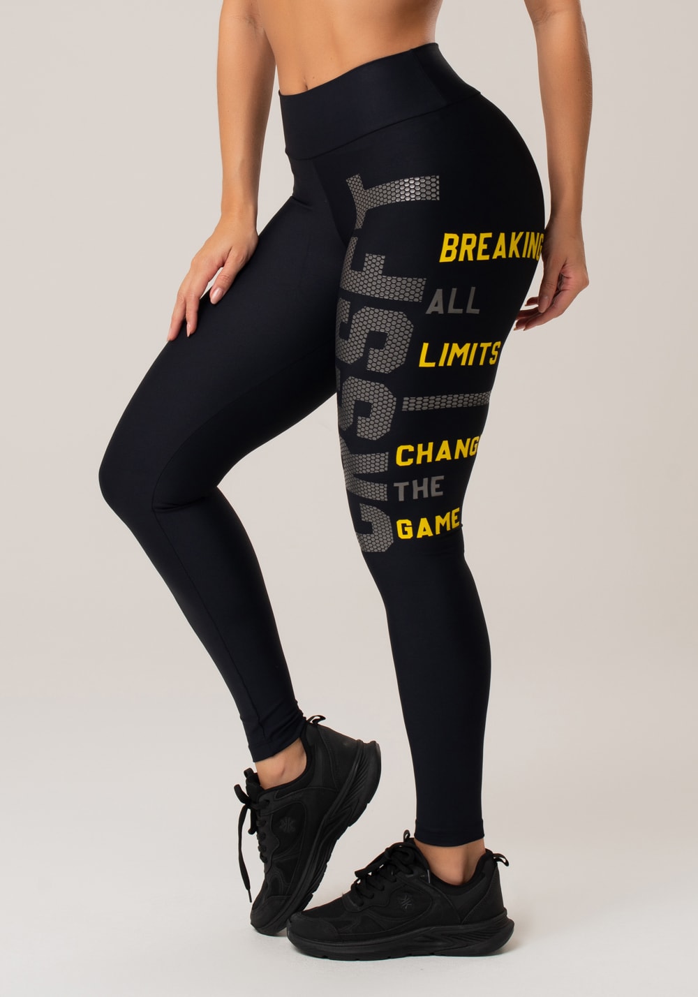 Calça legging poliamida preta com silk crssft