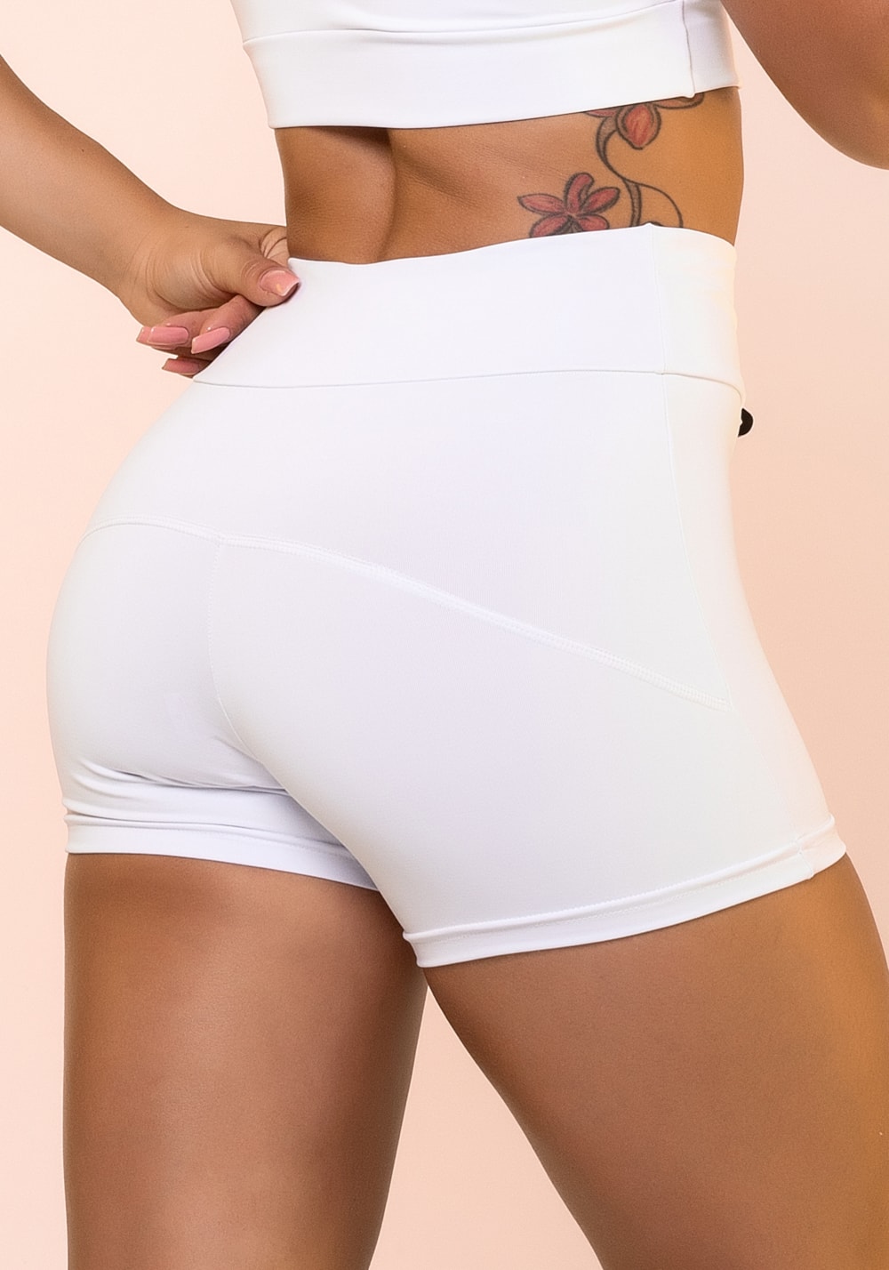 Short fitness branco com cadarço básico