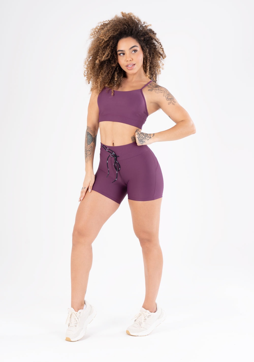 Short fitness vinho com cadarço básico