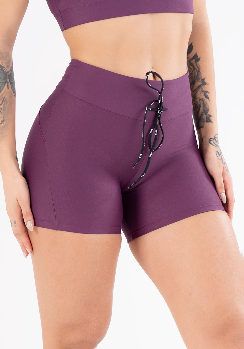 Short fitness vinho com cadarço básico