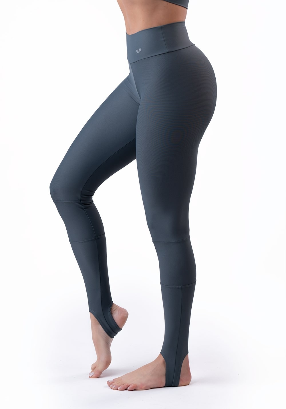 Calça legging grafite com recortes pezinho básica