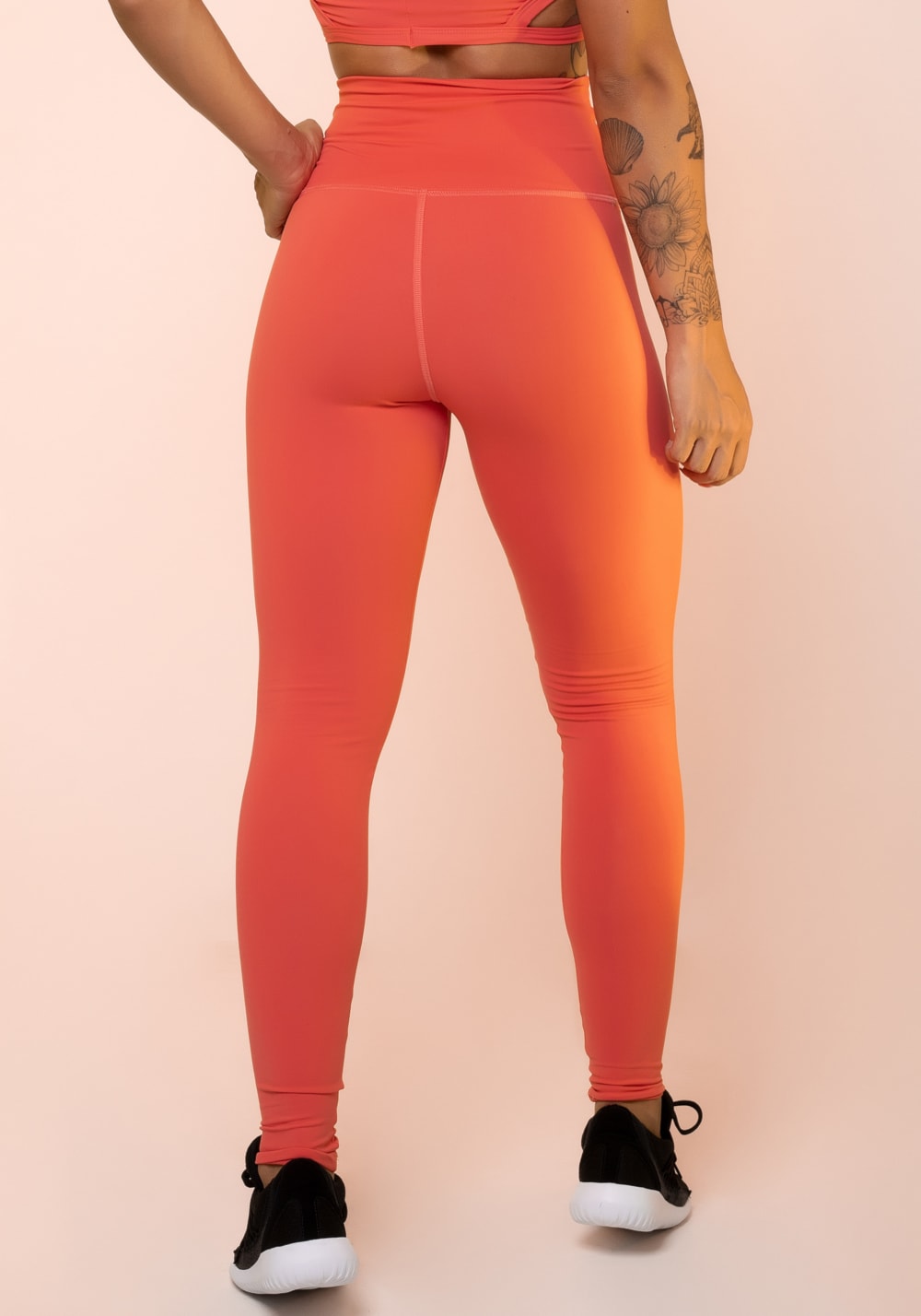 Calça legging coral cintura alta básica
