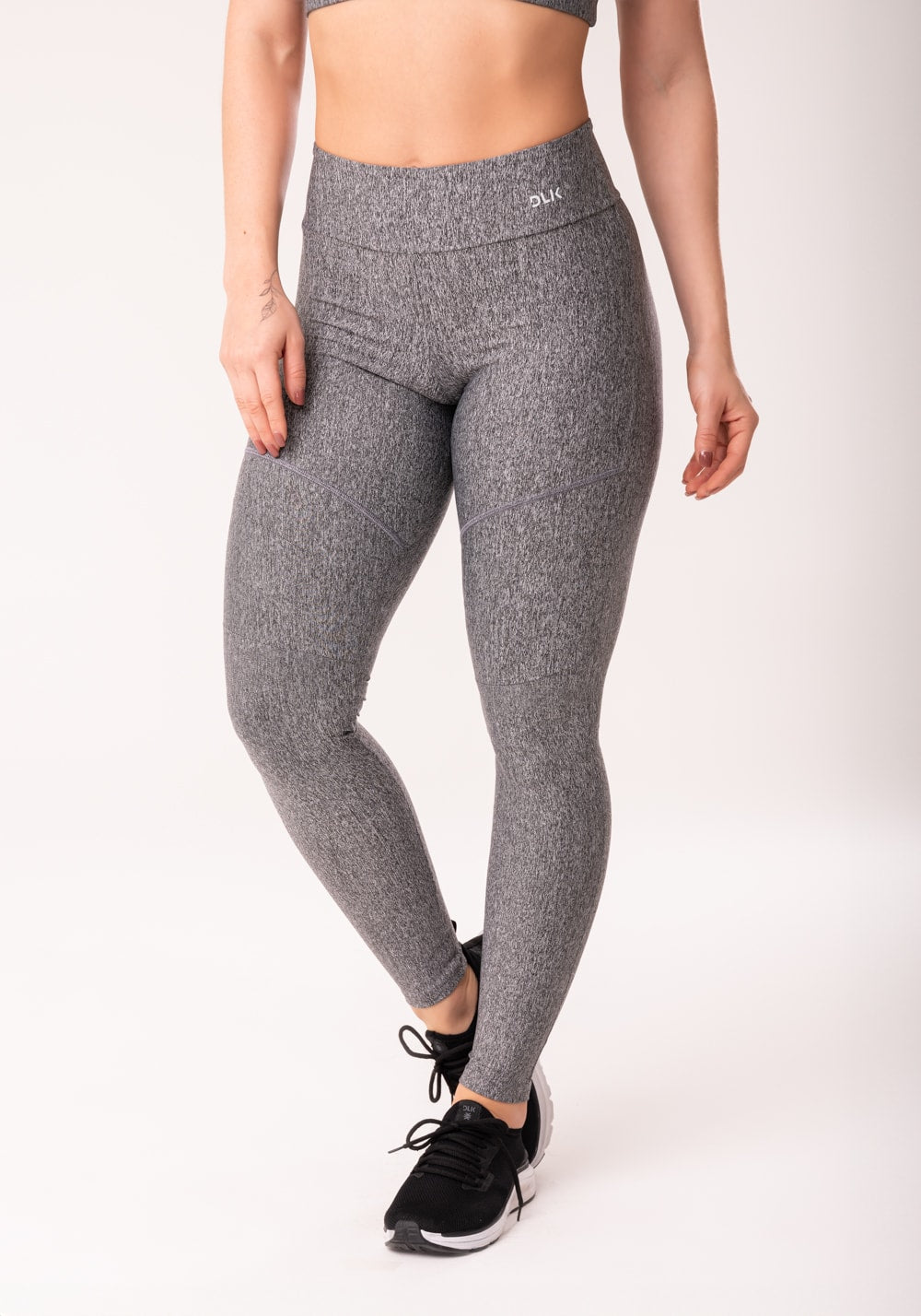 Calça legging mescla com recortes básico