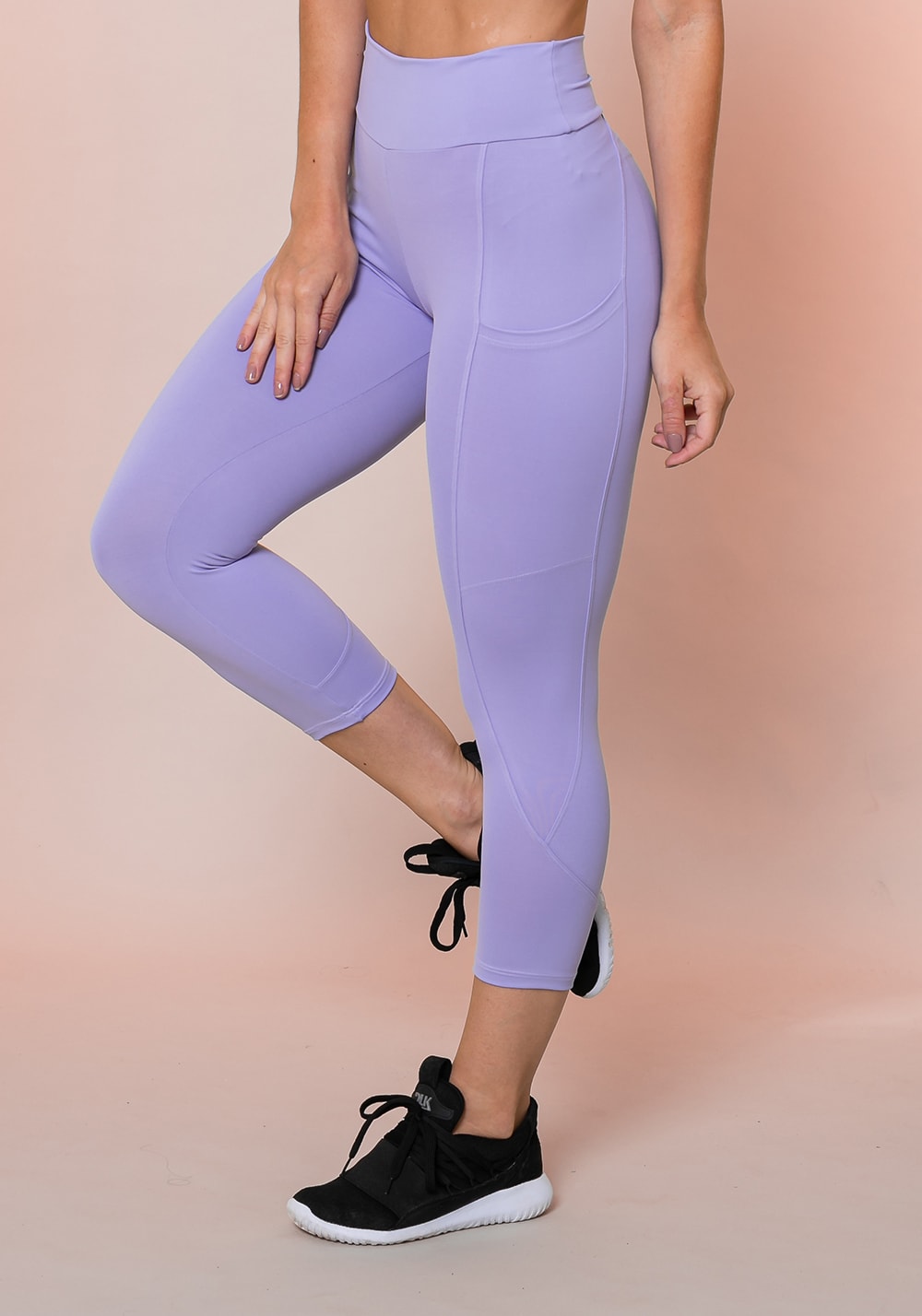 Calça corsário lilás com bolso básica