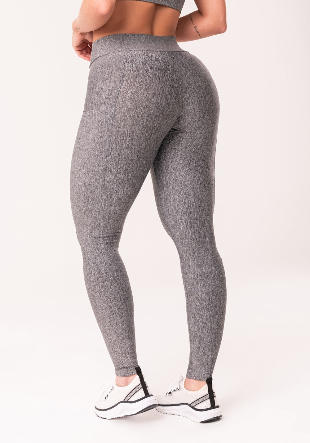 Calça legging mescla com bolso básica