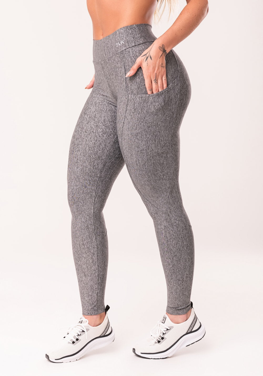 Calça legging mescla com bolso básica