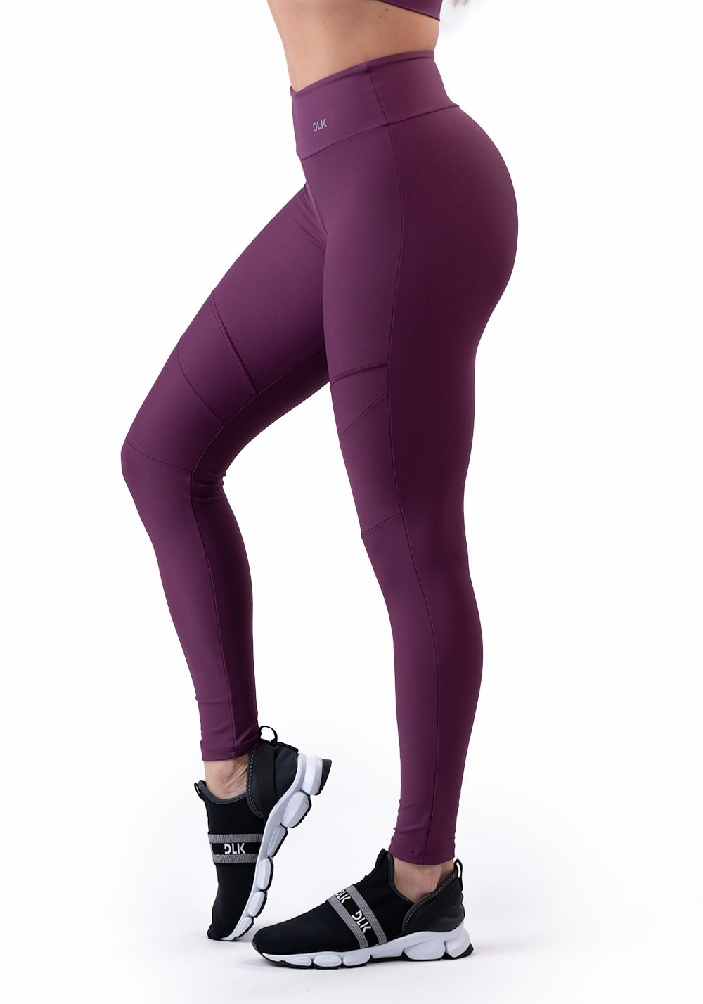 Calça legging poliamida com recortes vinho básica