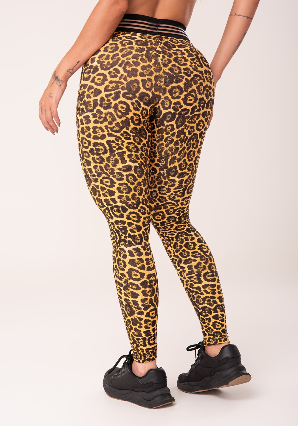 Calça legging wild com elástico estampada leopardo