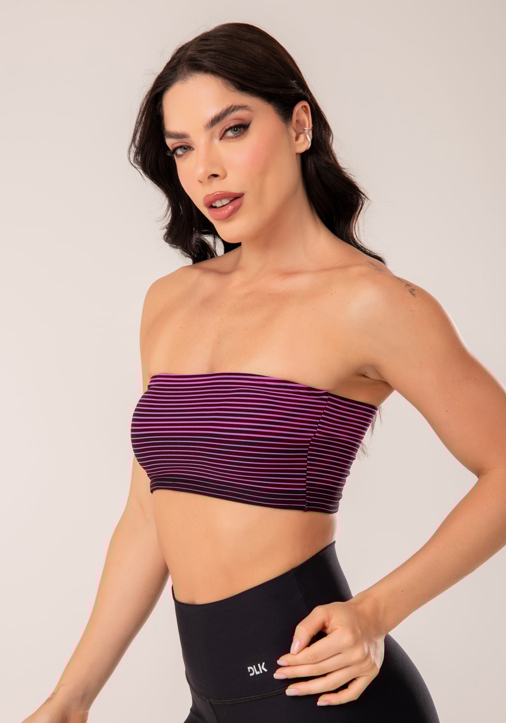 Top faixa jacquard listrado pink