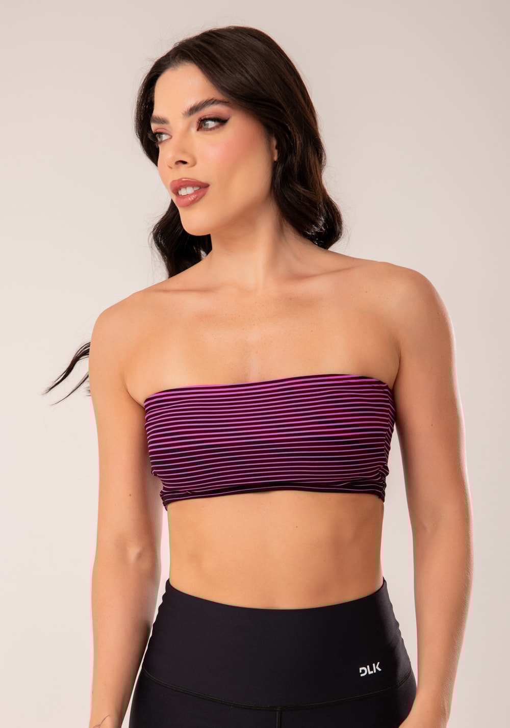 Top faixa jacquard listrado pink