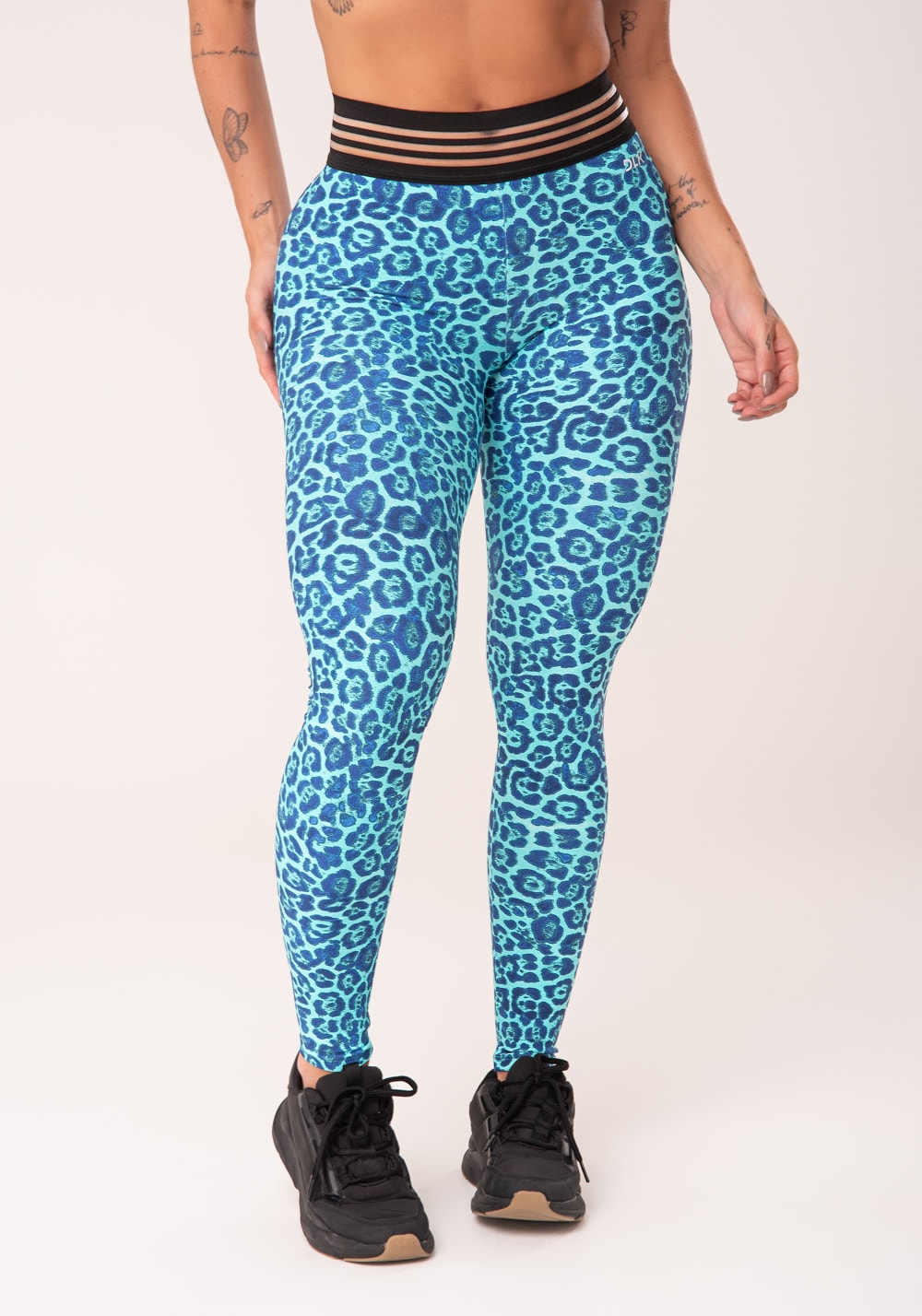 Calça legging wild com elástico estampada onça azul
