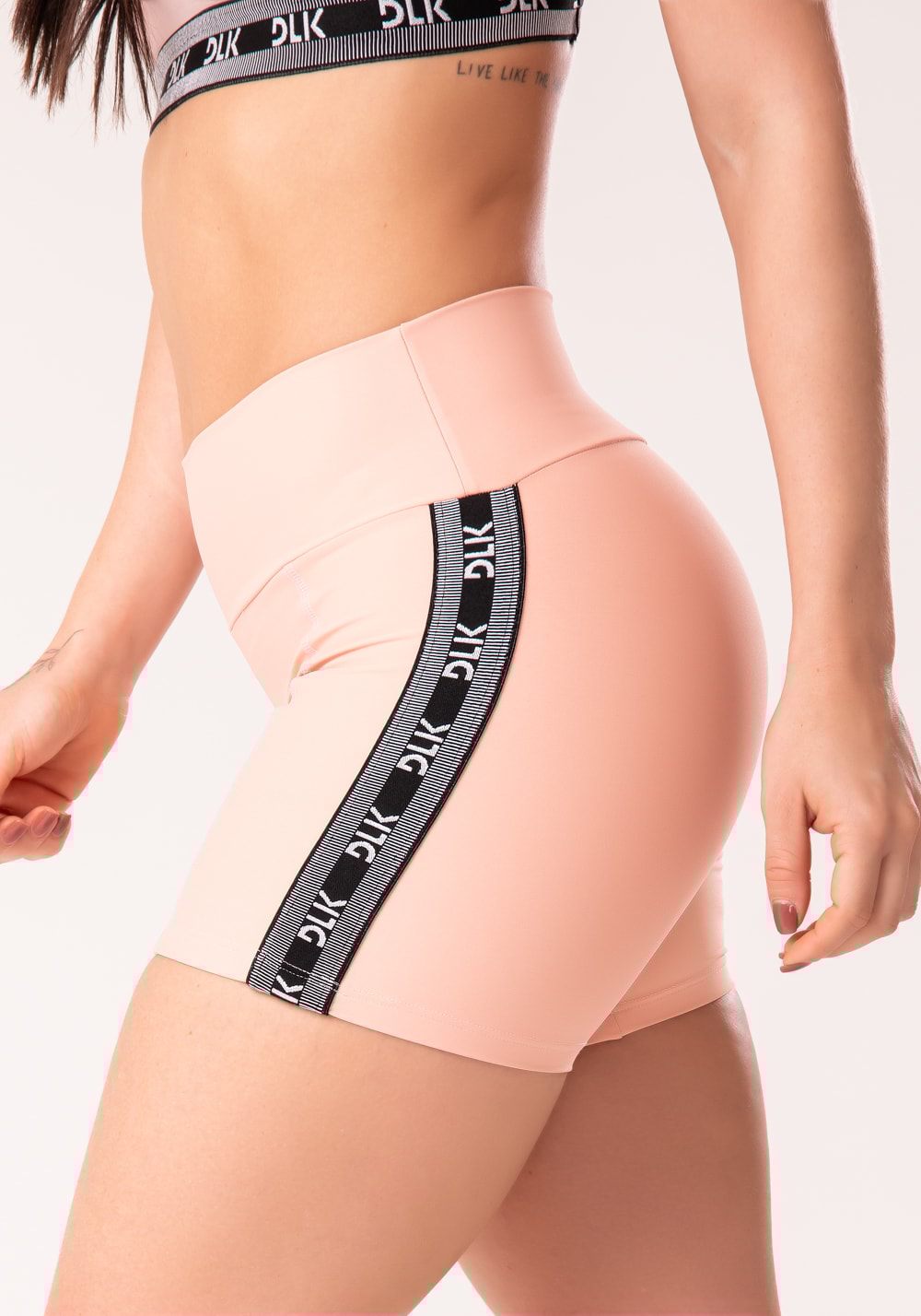 Short energy poliamida rosa bebê com elástico