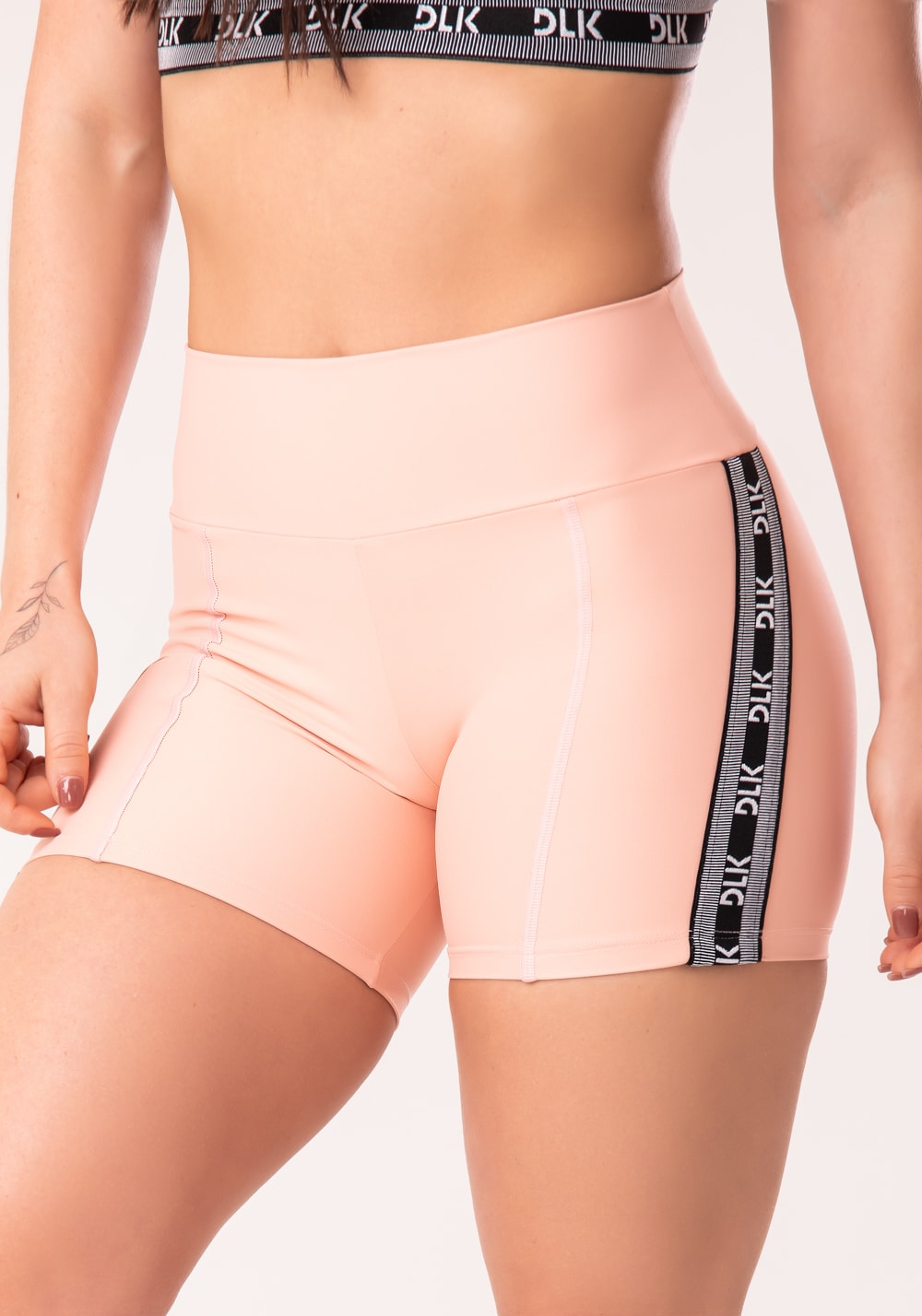Short energy poliamida rosa bebê com elástico