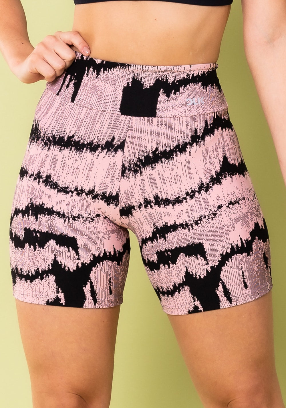 Short energy estampado frequência rosa bebê
