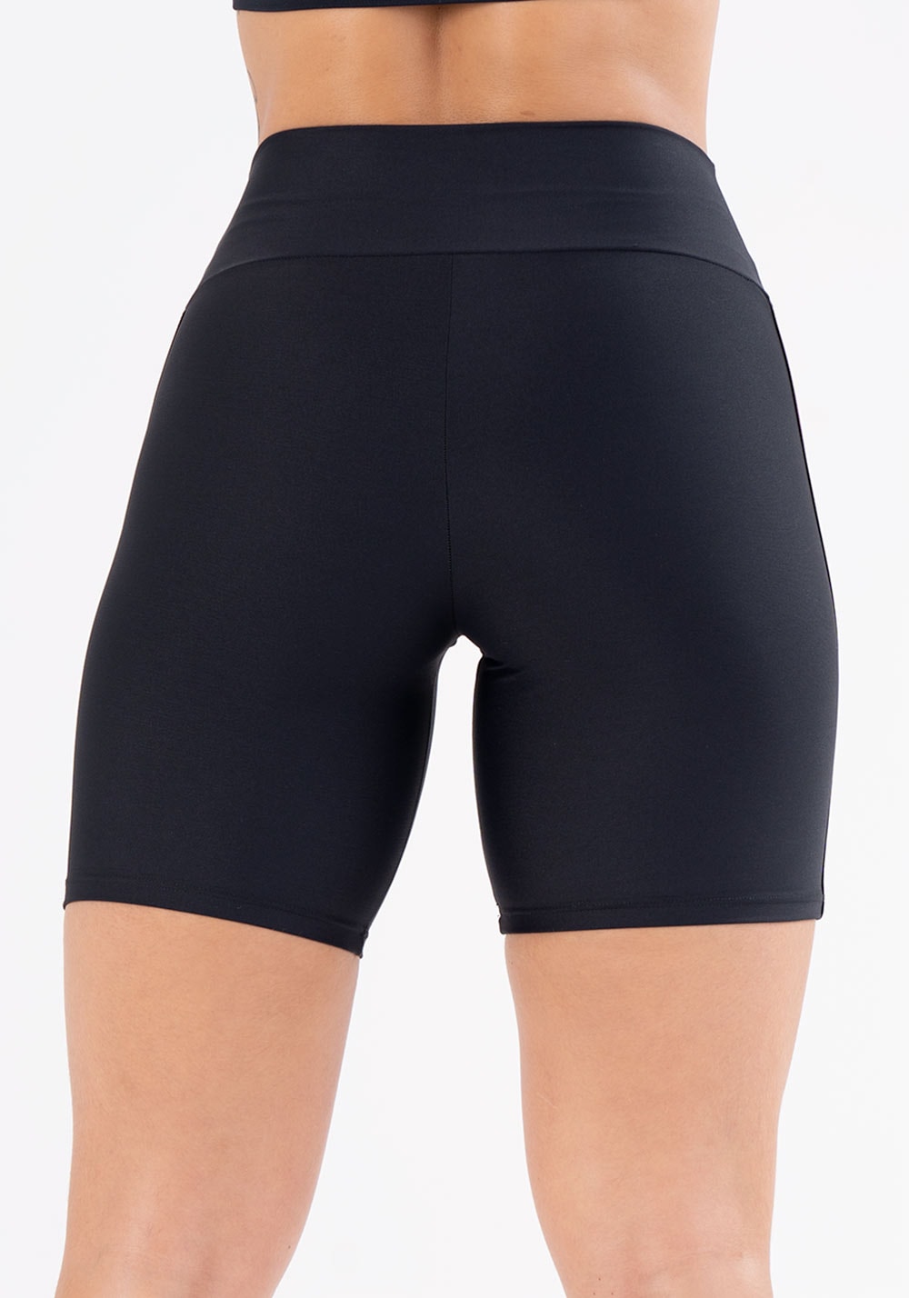 Short energy poliamida preta com elástico lateral roxo