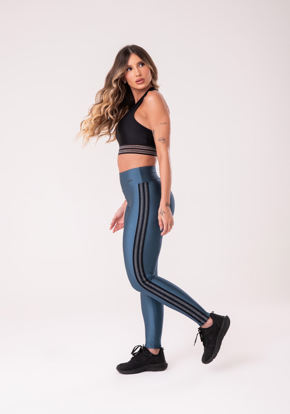 Calça legging happiness com elástico lateral azul marinho