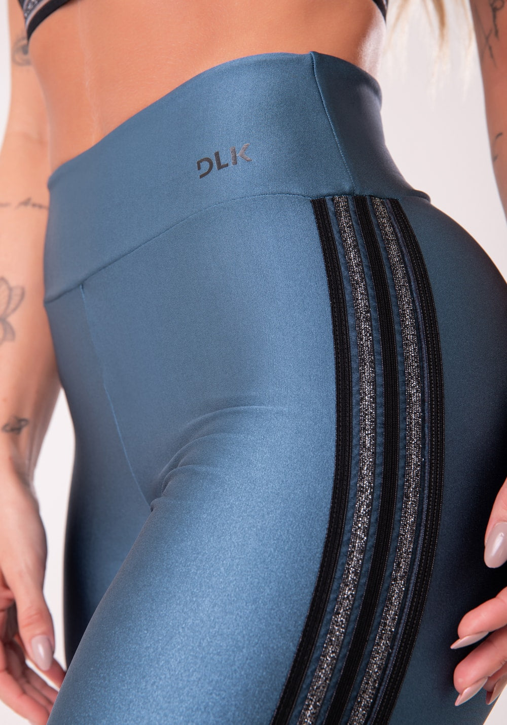 Calça legging happiness com elástico lateral azul marinho