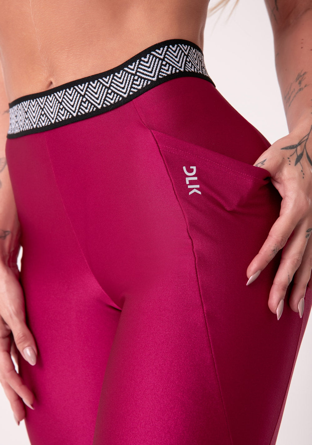 Calça legging happiness com elástico étnico e bolso cereja