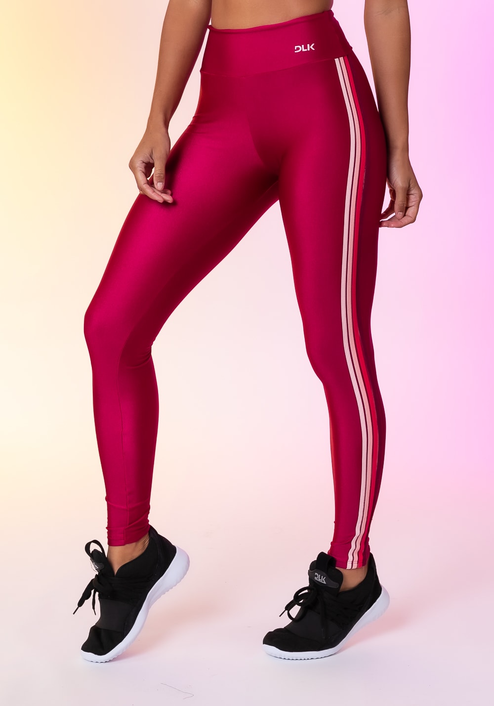 Calça legging happiness com elástico lateral cereja
