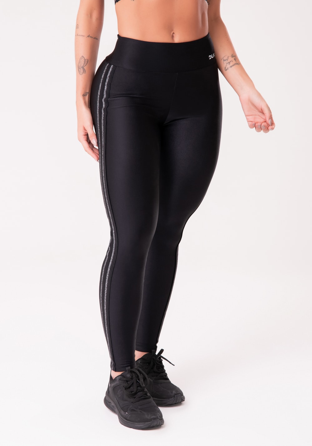 Calça legging happiness com elástico lateral preta
