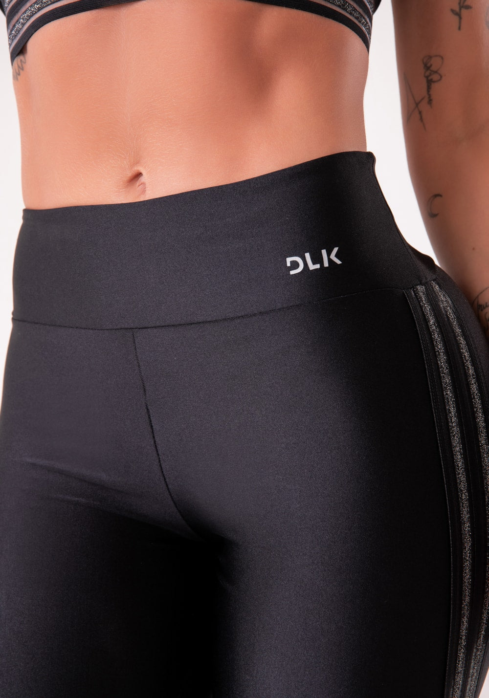 Calça legging happiness com elástico lateral preta