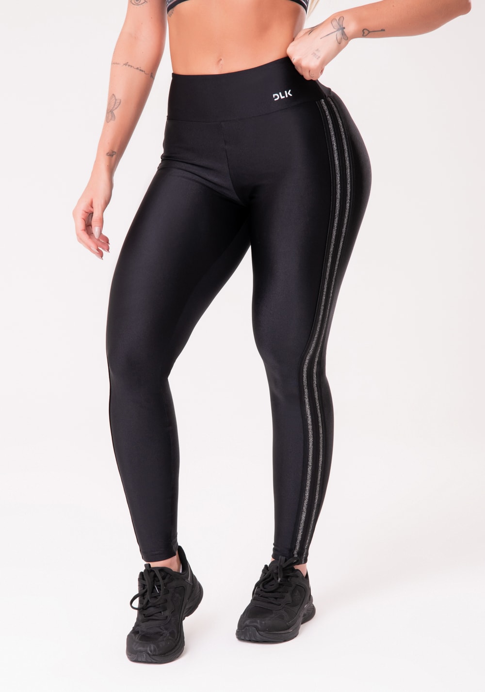 Calça legging happiness com elástico lateral preta