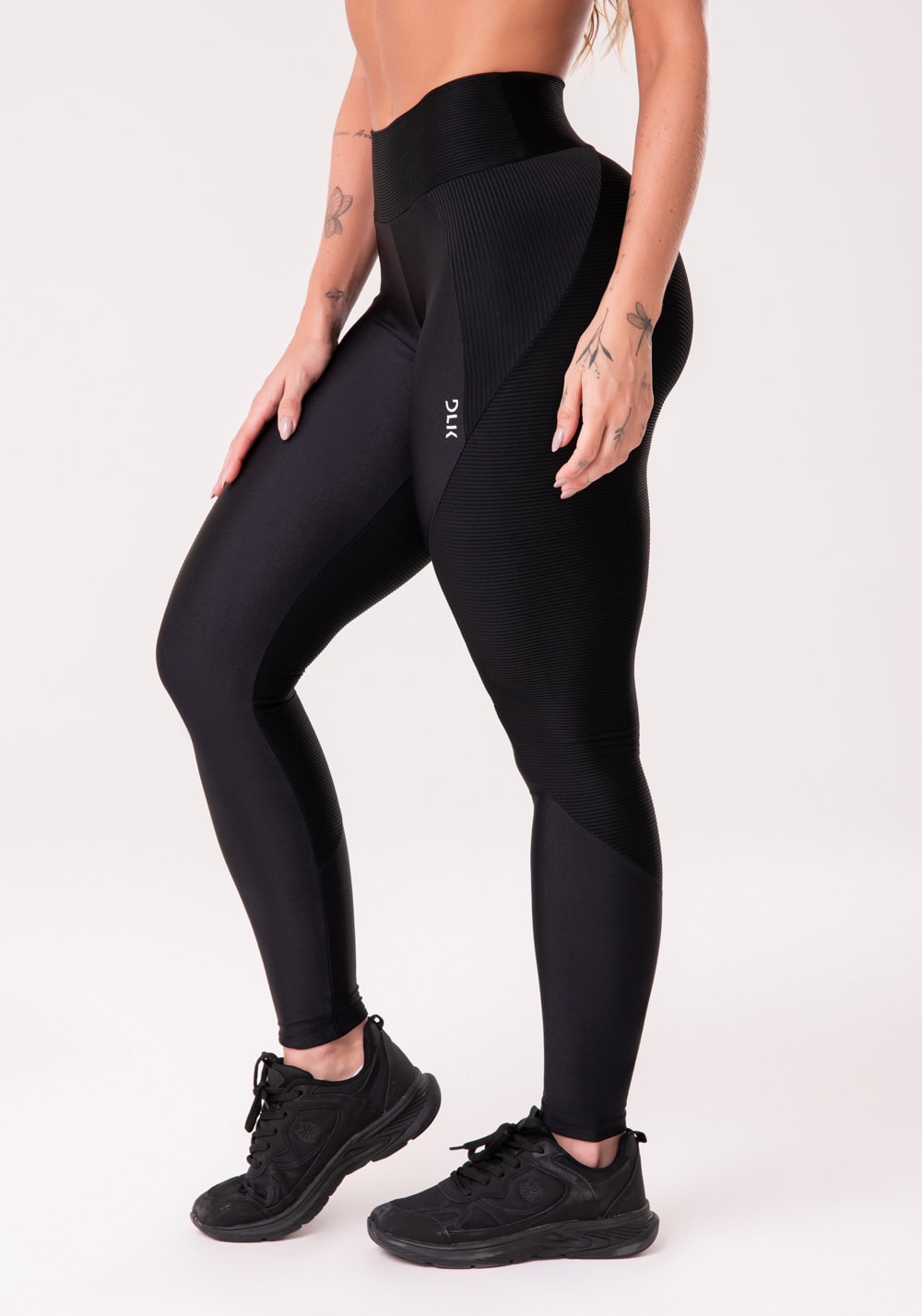 Calça legging happiness com recorte texturizado preta