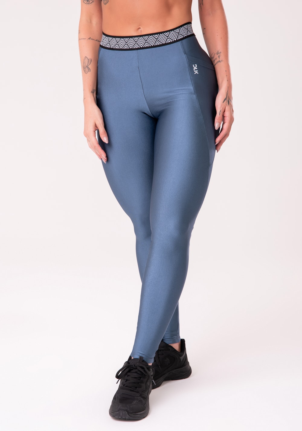 Calça legging happiness com elástico étnico e bolso azul marinho