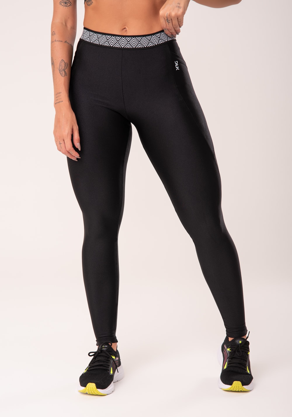 Calça legging happiness com elástico étnico e bolso preto