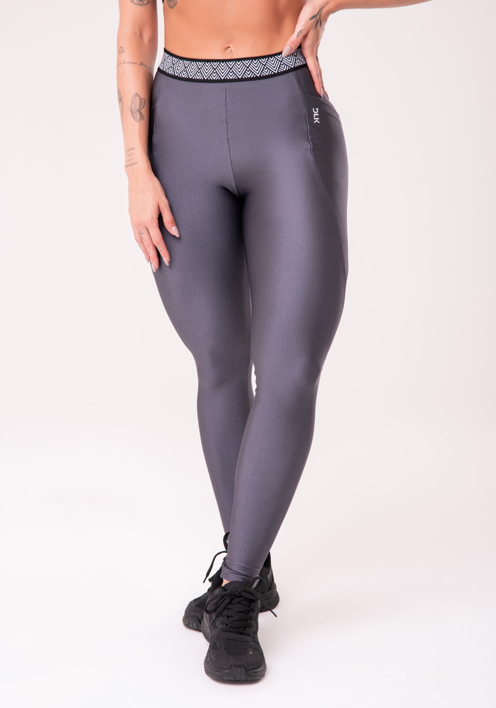 Calça legging happiness com elástico étnico e bolso grafite