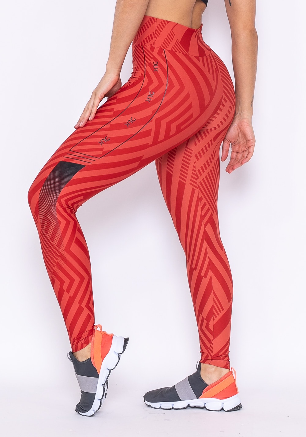 Calça legging technology com estampa e silk laranja