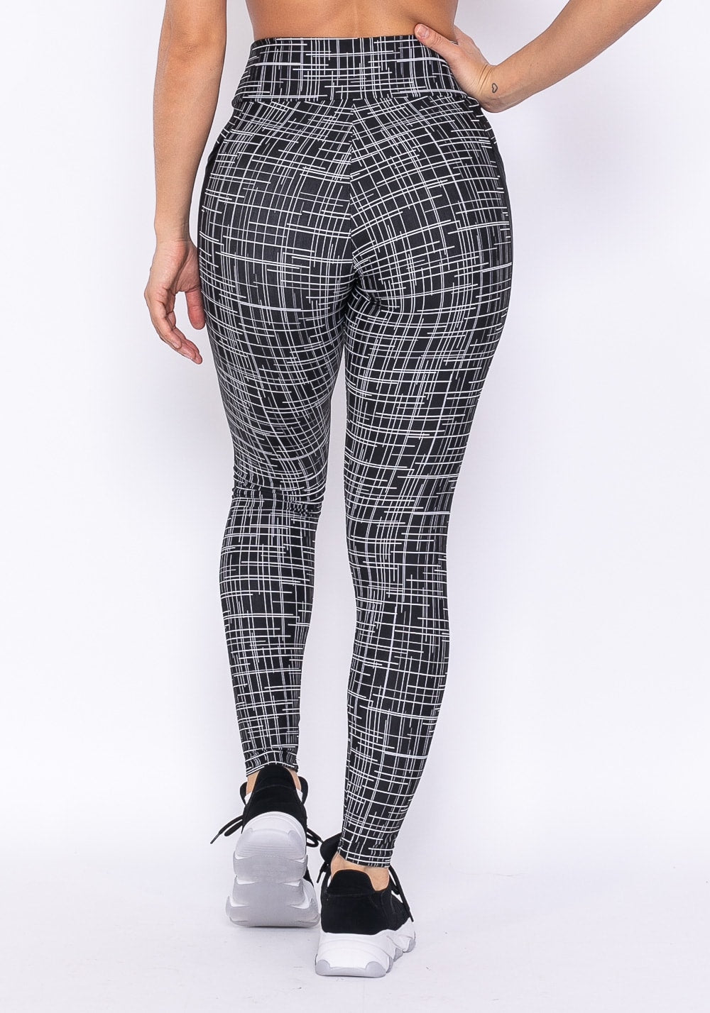 Calça legging technology com bolso lateral em cirrê matrix branco