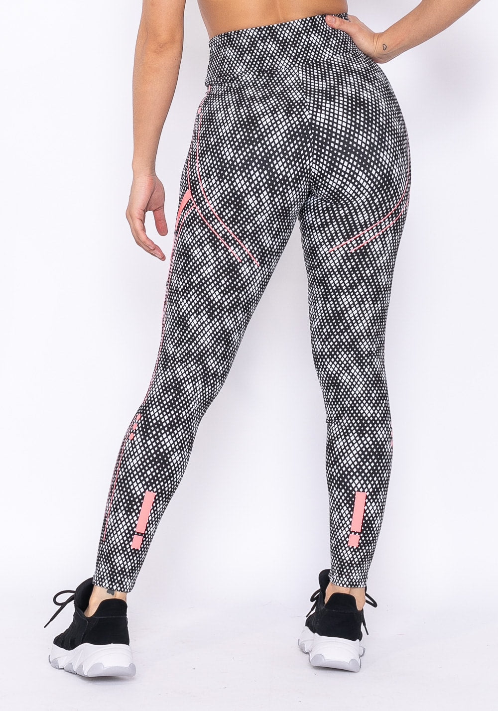 Calça legging technology com silk pixel preto e branco