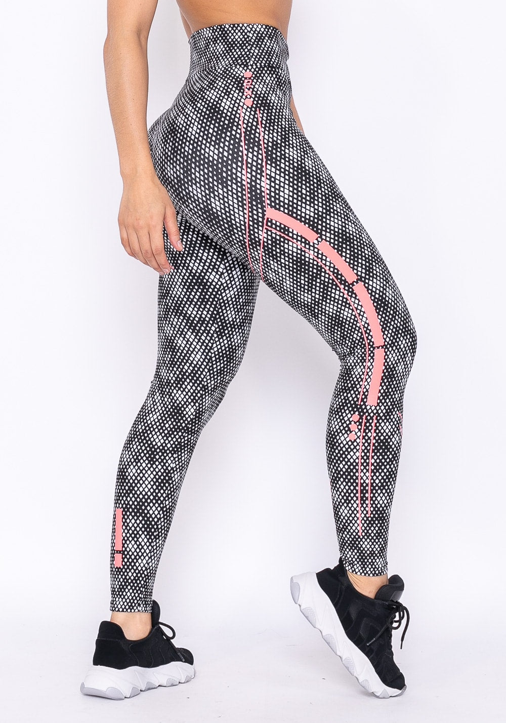 Calça legging technology com silk pixel preto e branco