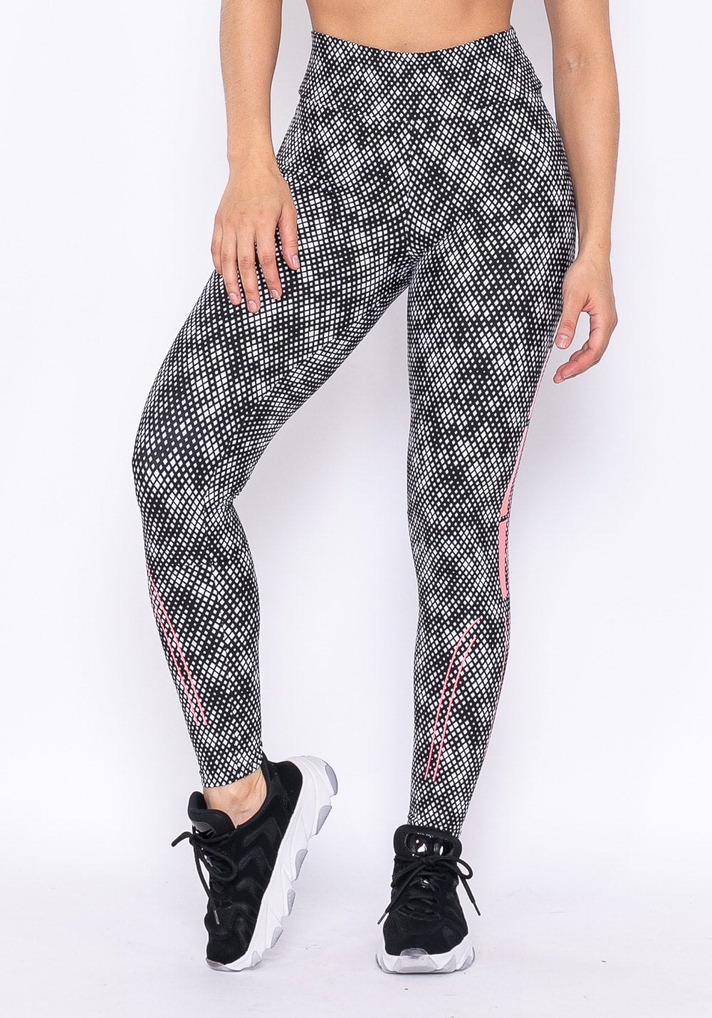 Calça legging technology com silk pixel preto e branco
