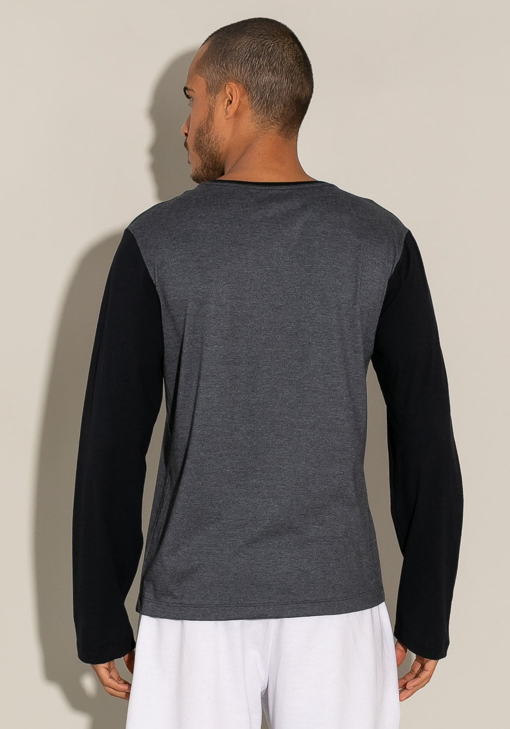 Camiseta manga longa for men preto com mescla