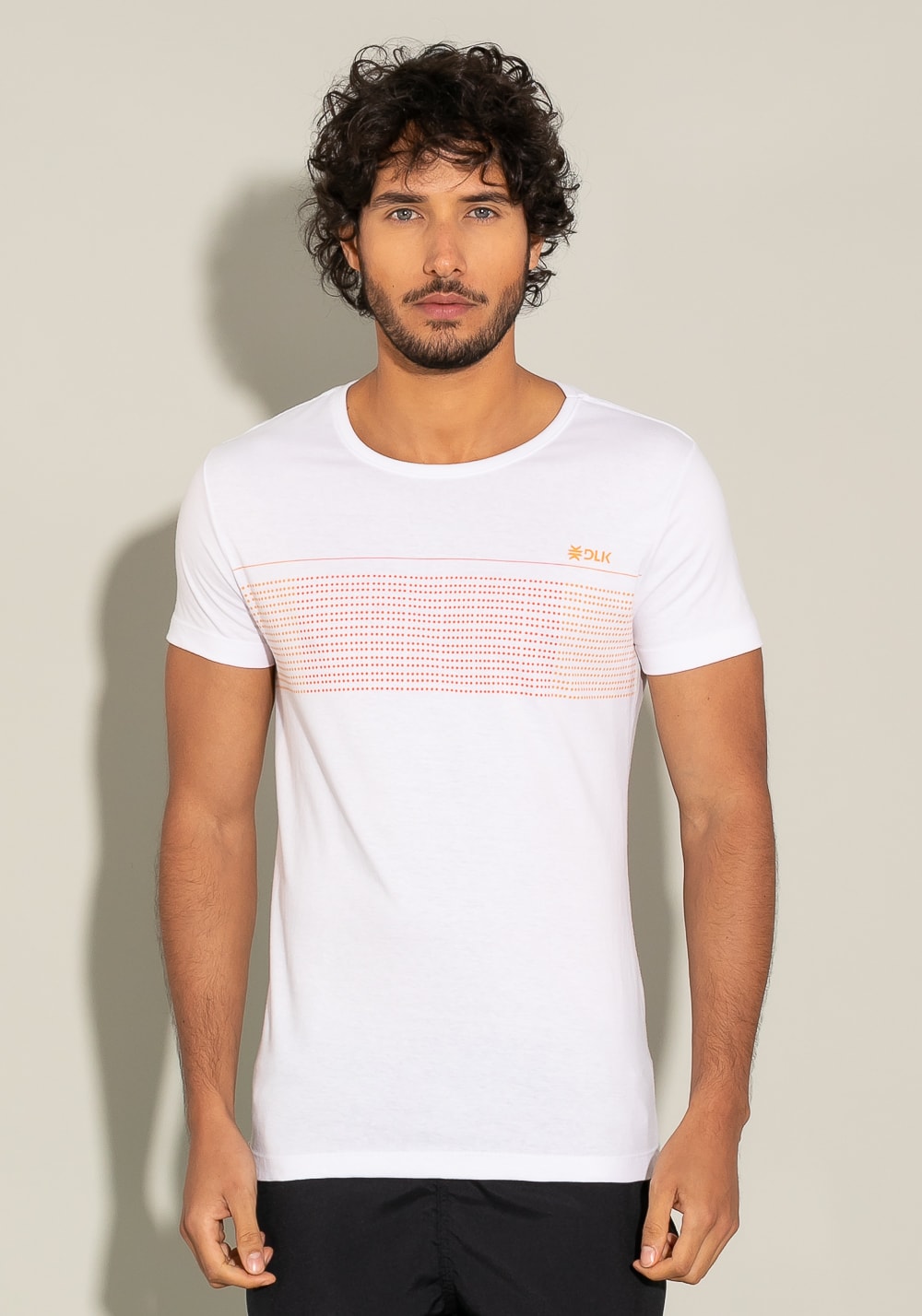 Camiseta manga curta for men slim branca com silk degradê