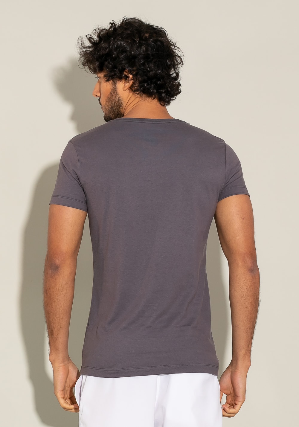 Camiseta manga curta for men slim grafite com silk degradê
