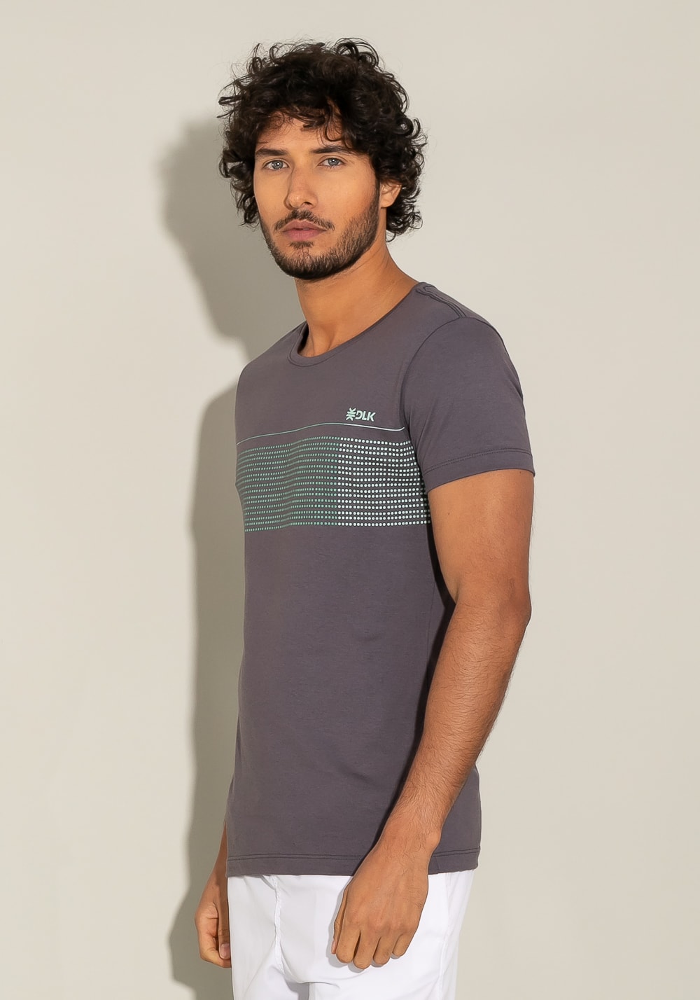Camiseta manga curta for men slim grafite com silk degradê