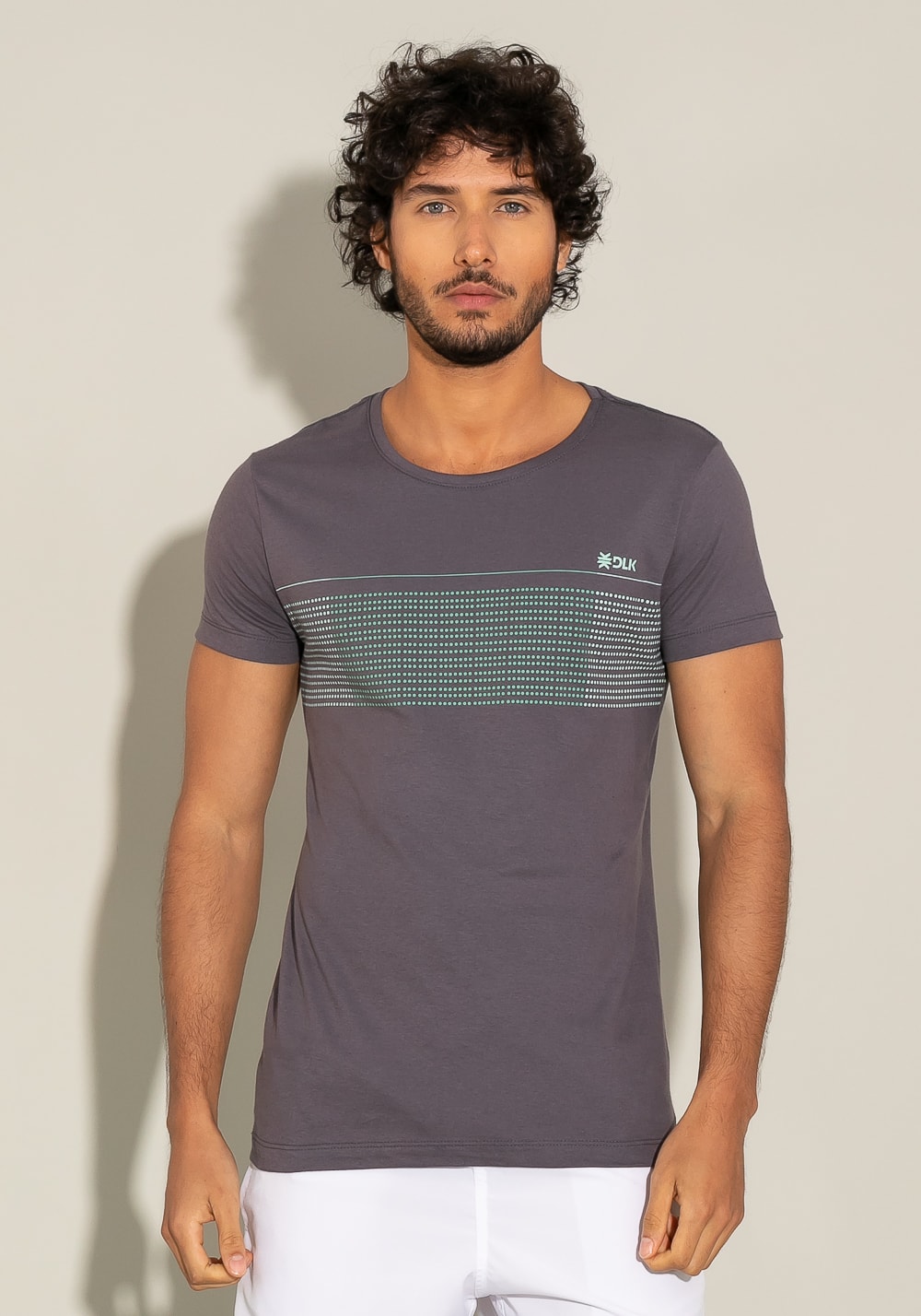 Camiseta manga curta for men slim grafite com silk degradê