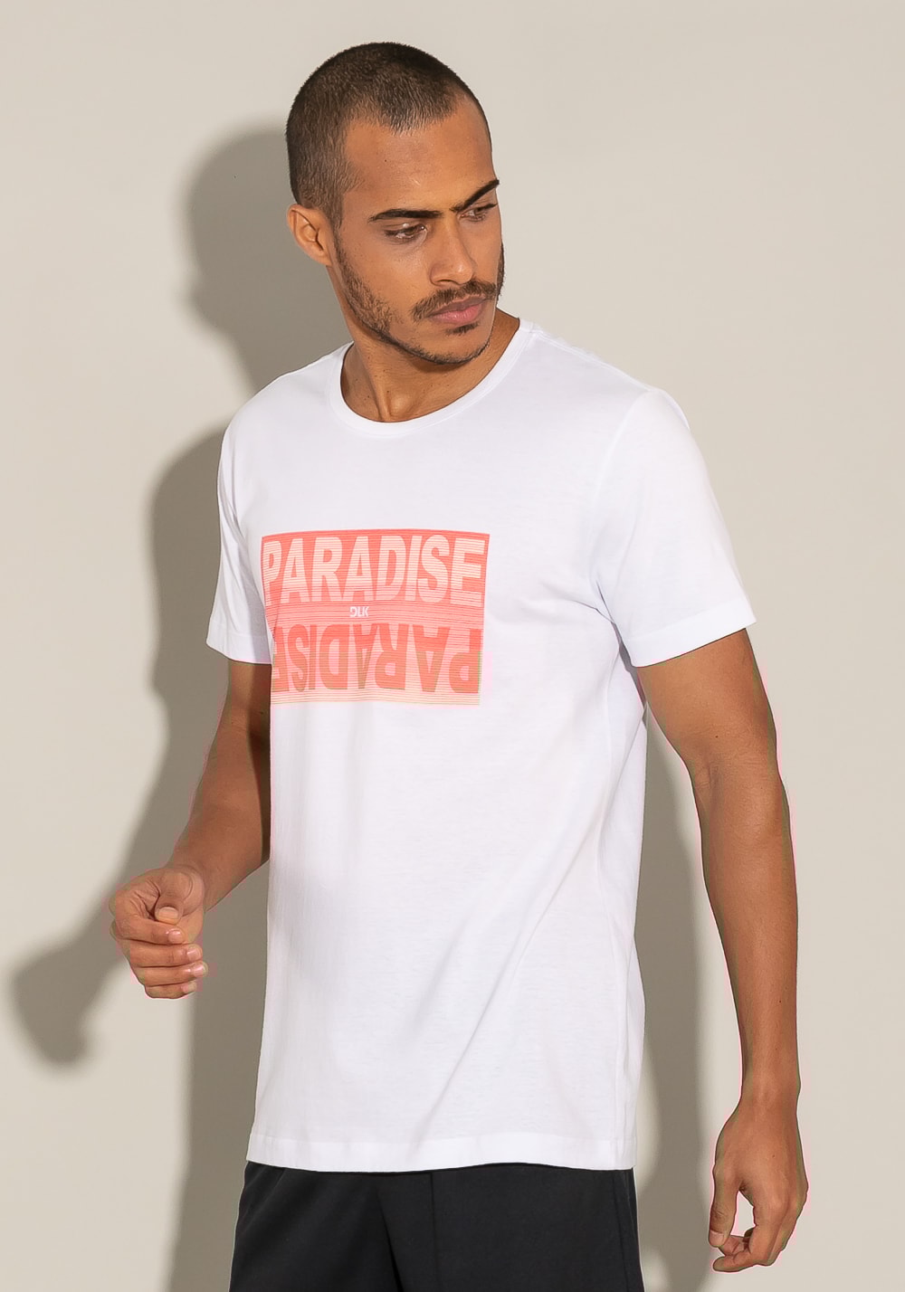 Camiseta manga curta for men slim branca com silk paradise