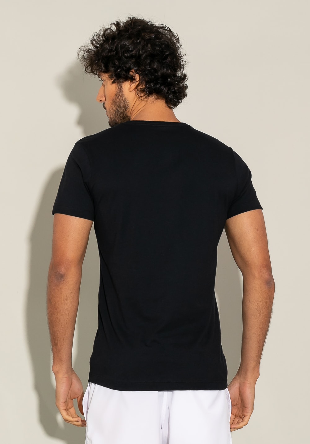 Camiseta manga curta for men slim preta com silk paradise