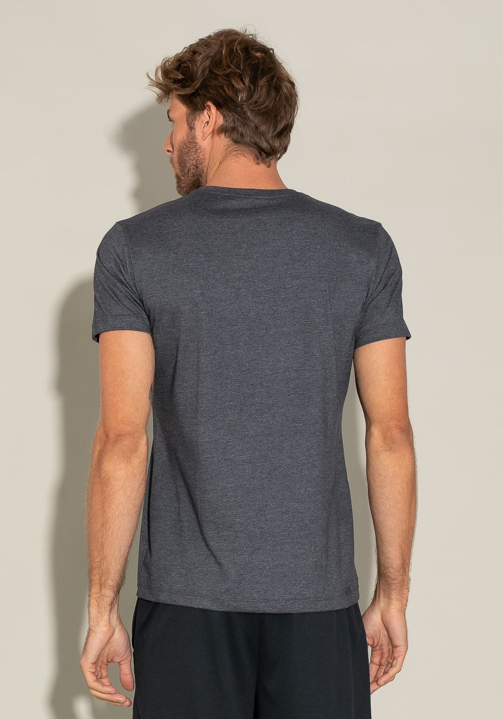 Camiseta manga curta for men slim azul marinho com silk fight for it