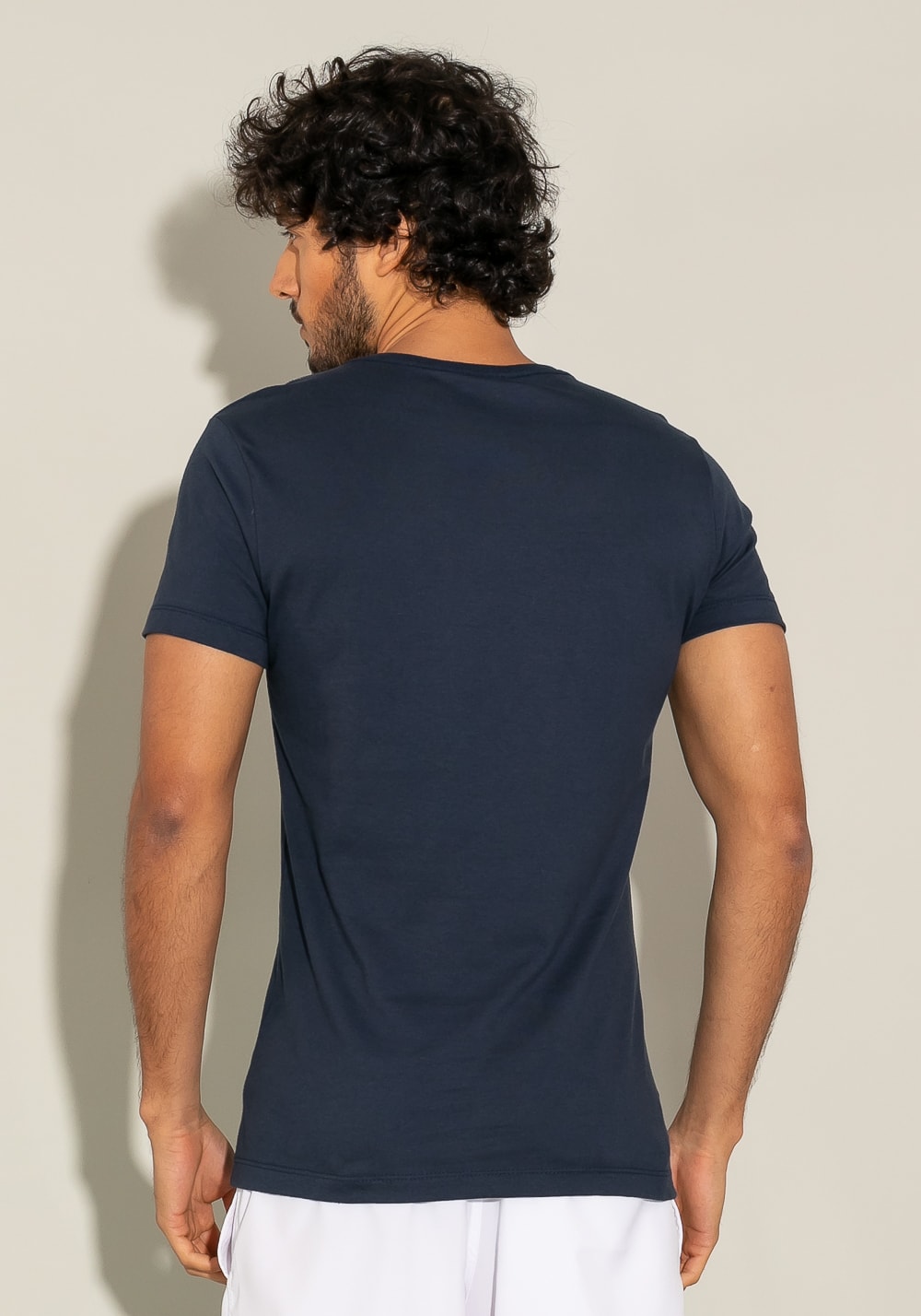 Camiseta manga curta for men slim azul marinho com silk degradê