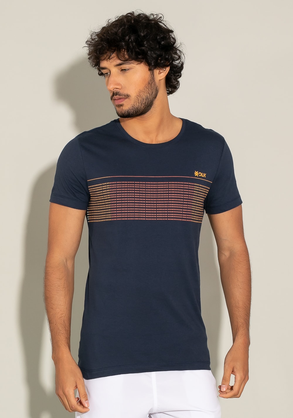 Camiseta manga curta for men slim azul marinho com silk degradê