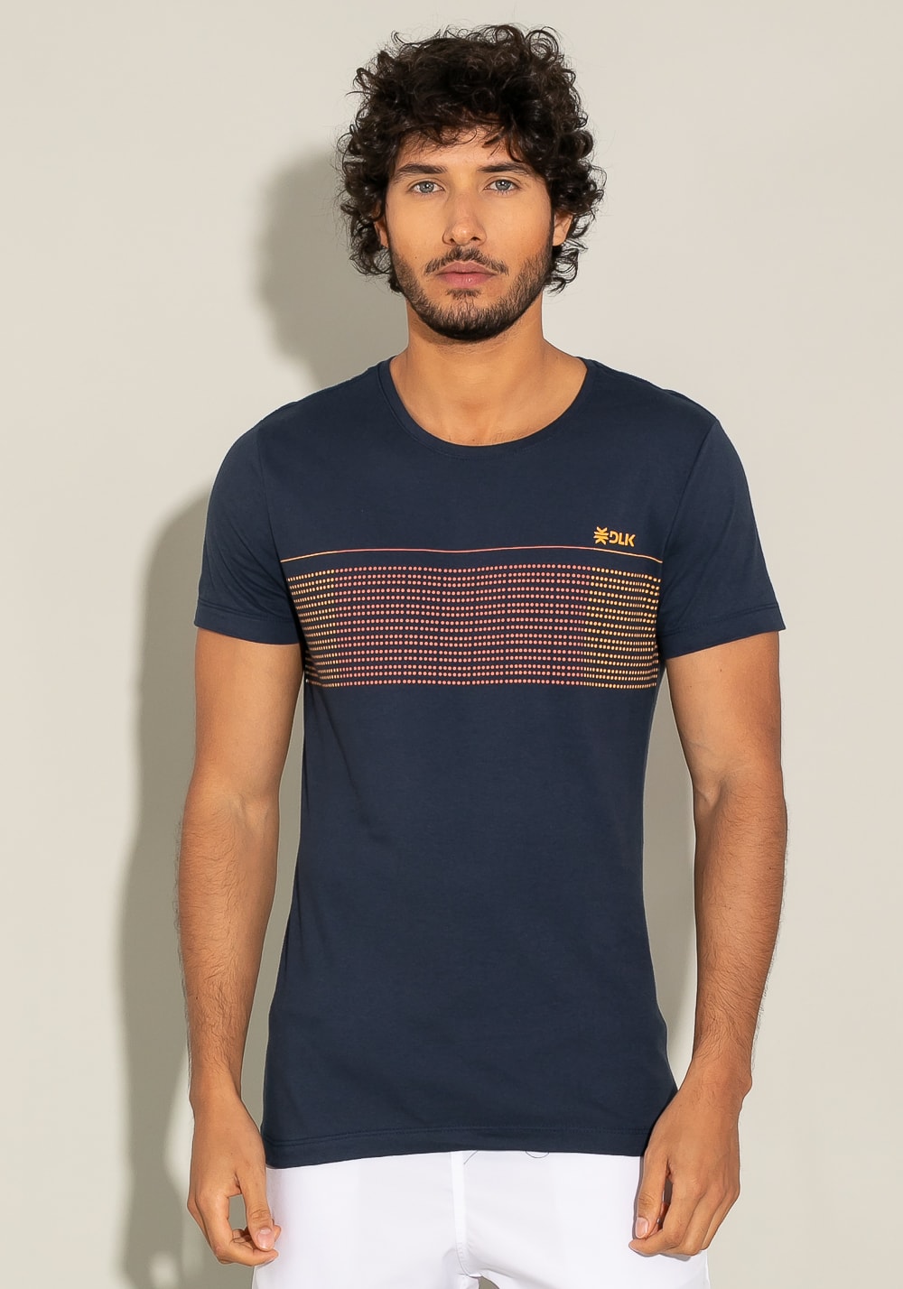 Camiseta manga curta for men slim azul marinho com silk degradê