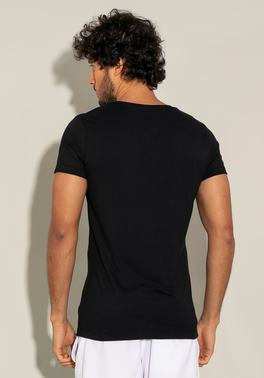 Camiseta manga curta for men slim unbreakable preto com silk laranja