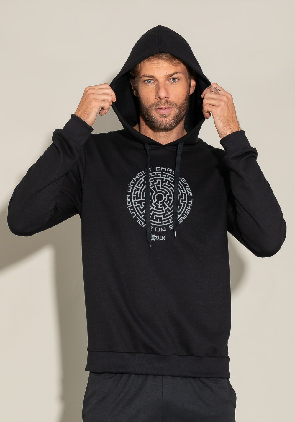 Casaco com capuz for men preto com silk cinza