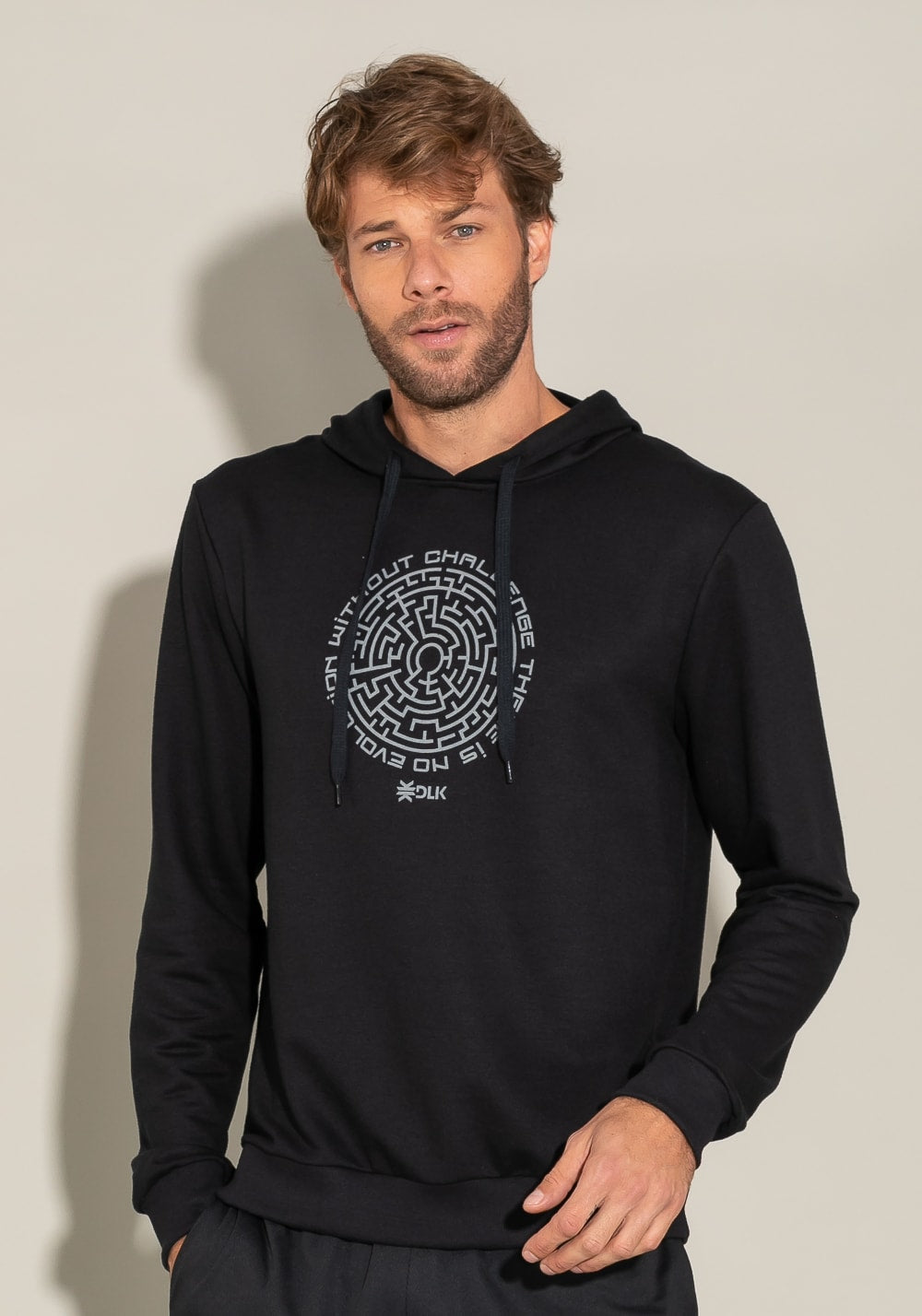 Casaco com capuz for men preto com silk cinza