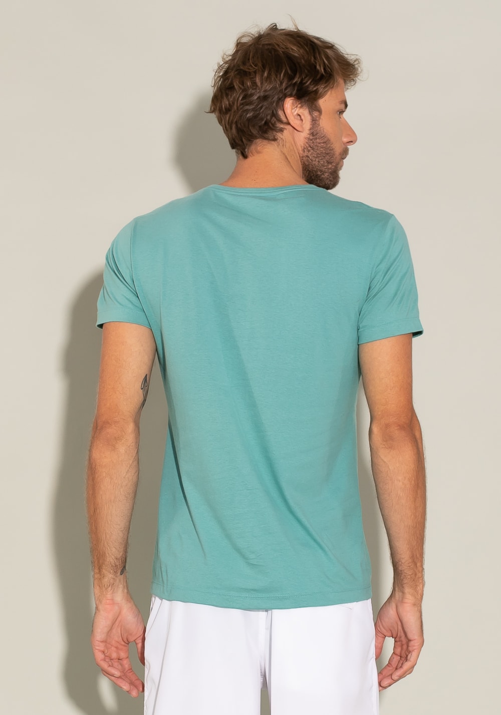 Camiseta manga curta for men slim turquesa com silk fight for it